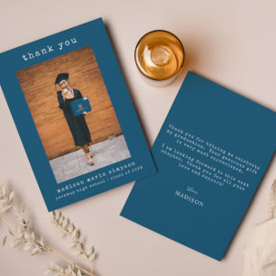 Carte De Correspondance Graduation minimaliste Photo Merci simple