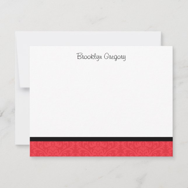 Carte De Correspondance Graduation Red Damask Merci note (Devant)