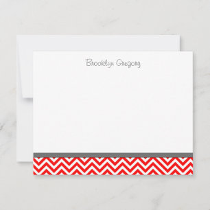 Carte De Correspondance Graduation Rouge et blanc Chevron Merci de rayures