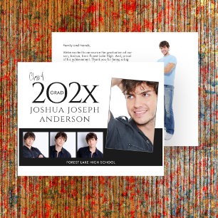 Carte De Correspondance Graduation sophistiquée Photo Collage noir