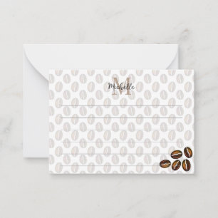 Carte De Correspondance Grain de Café Amoureux du Café Ligné Monogramme