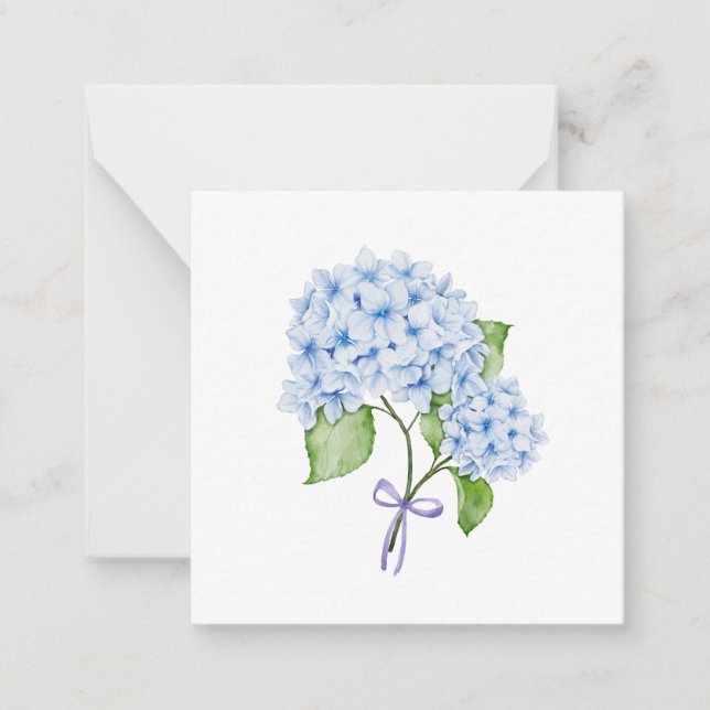 Carte De Correspondance Grandmillenial fleuri hydrangea arc bleu preppy (Devant)