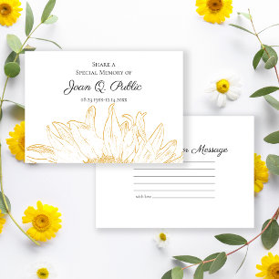 Carte De Correspondance Graphique de tournesol jaune Partager une mémoire