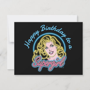 Carte De Correspondance Graphique des lumières de Neon Retro Supergirl