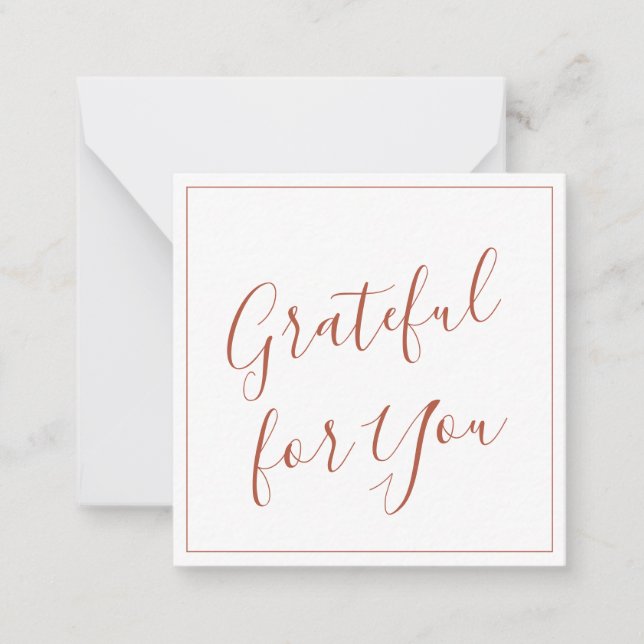 Carte De Correspondance Gratitude envers vous Script Terracotta Personnali (Devant)