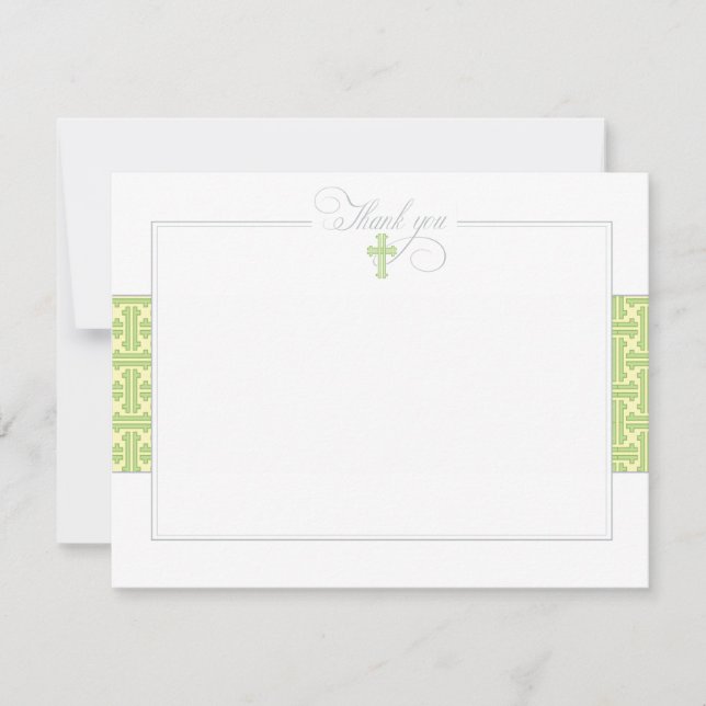 Carte De Correspondance Green Baptismal Flat Merci note (Devant)