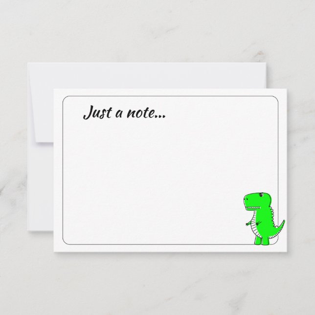 Carte De Correspondance Green Dinosaur Drawing Custom Just a Note (Devant)