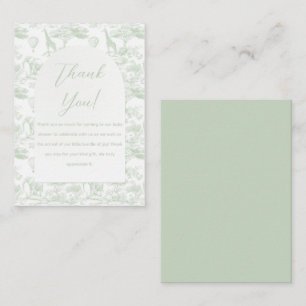Carte De Correspondance Green Safari Toile Jungle Baby shower Merci