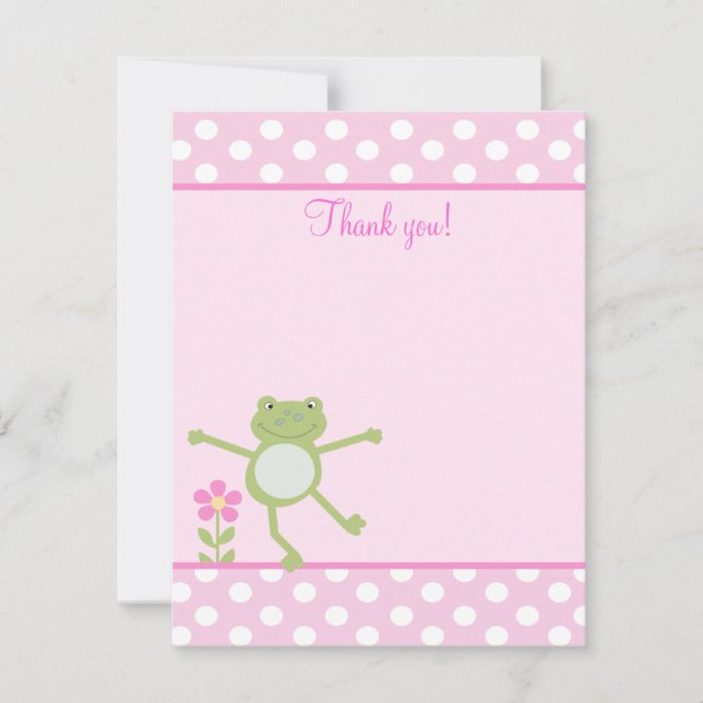Carte De Correspondance Grenouille rose bonbon Froggy Flat merci note (Devant)