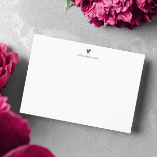 Carte De Correspondance Grey Doodle Heart Formal Classic Famille