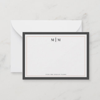 Carte De Correspondance Gris Charbon Or Rose Monogramme Professionnel