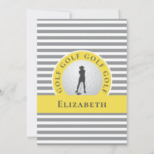 Carte De Correspondance Gris Jaune Pour Elle Personnalisé Golfeur Merci
