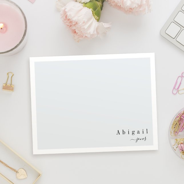 Carte De Correspondance Gris Simple Script Moderne Stationer personnalisé (Gray Simple Script Modern personalized Stationer Note Card)