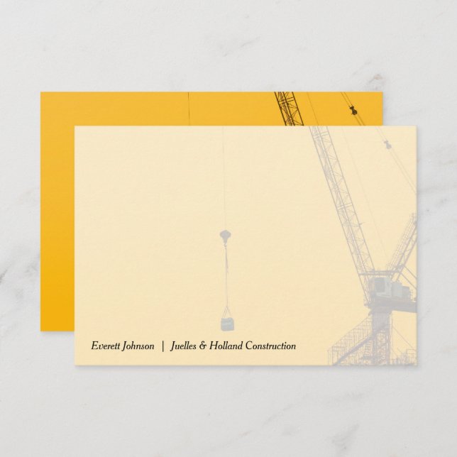 Carte De Correspondance Grue de coucher de soleil minimale | Industrie du  (Devant / Derrière)