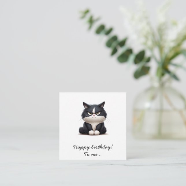 Carte De Correspondance Grumpy drôle chat Joyeux anniversaire (Debout devant)