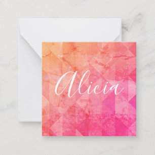Carte De Correspondance Grunge rose orange moderne aquarelle nom personnal