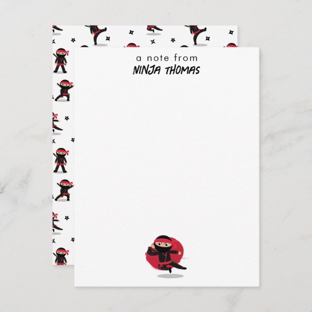 Carte De Correspondance Guerrier Ninja Mignon Nom Personnalisé Enfants Noi (Devant / Derrière)