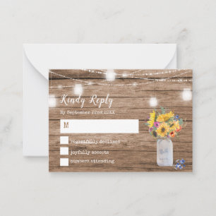 Carte De Correspondance Guirlande Lumineuse Rustique   Réponse au Mariage 