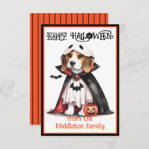 Carte De Correspondance Halloween beagle Chien heureux