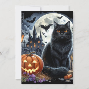 Carte De Correspondance Halloween Black Cat Jack-o'-lantern