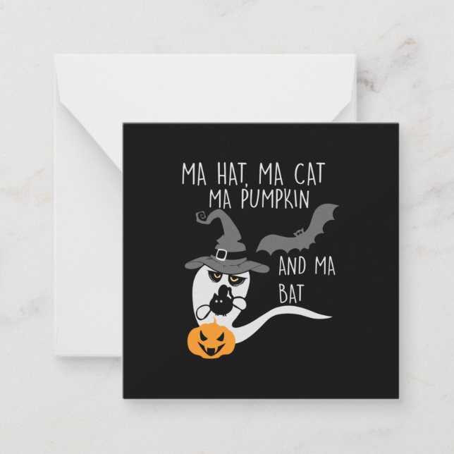 Carte De Correspondance Halloween Ma Hat Ma Cat Birthday (Devant)