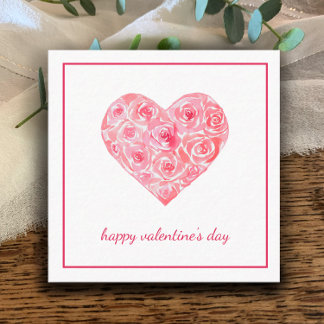 Carte De Correspondance Hand Painted Watercolor Roses Heart Valentines Day