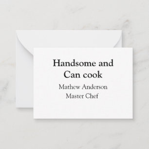 Carte De Correspondance Handsome et peut cuisiner ajouter nom maître chef 