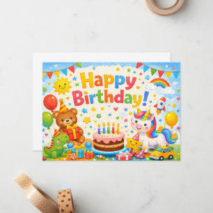 Carte De Correspondance Happy Birthday Kids Colorful Party Card
