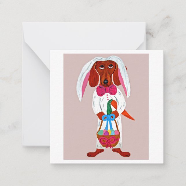 Carte De Correspondance Happy Easter Dachshund Easter Bunny card (Devant)