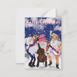 Carte De Correspondance Happy Gnome Music Band Funny Christmas Card