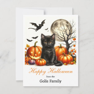 Carte De Correspondance Happy Halloween Citrouille de chat personnalisé