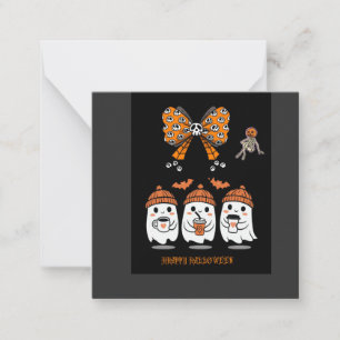 Carte De Correspondance Happy Halloween – fantômes café mignons