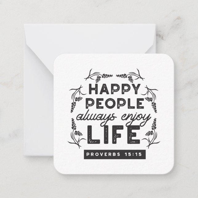 Carte De Correspondance Happy Life with Faith – Proverbs 15:15 Art (Devant)
