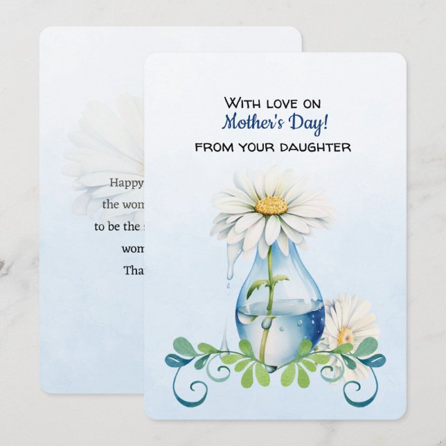 Carte De Correspondance Happy Mother's Day from your daughter Single Daisy (Devant / Derrière)