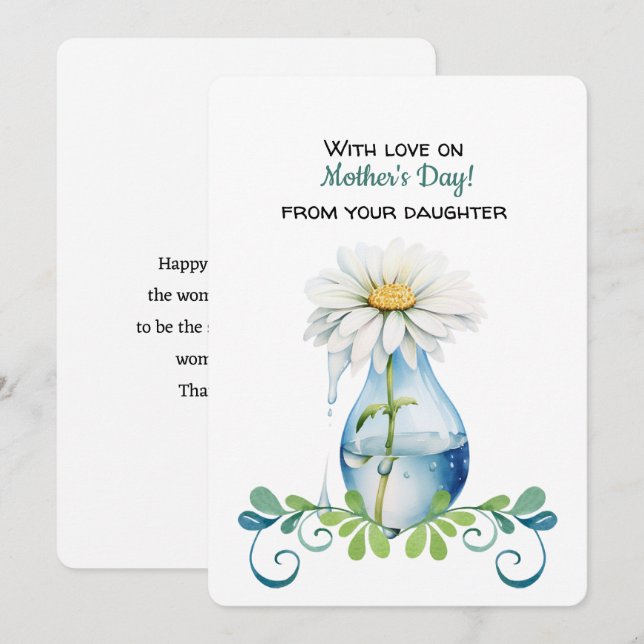 Carte De Correspondance Happy Mother's Day from your daughter Single Daisy (Devant / Derrière)