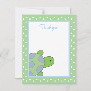 Carte De Correspondance HAPPY SEA TURTLE (Vert) 4x5 Plat Merci note