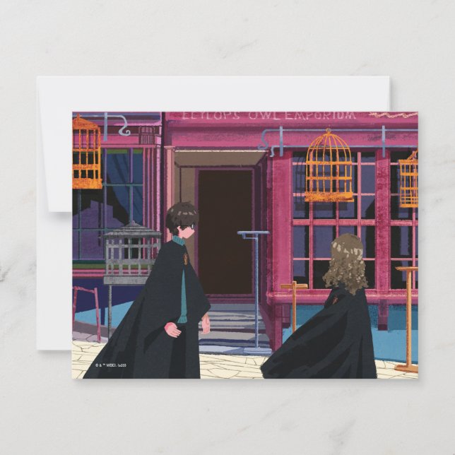 Carte De Correspondance HARRY POTTER™ & Hermione à Eeylops Owl Emporium (Devant)