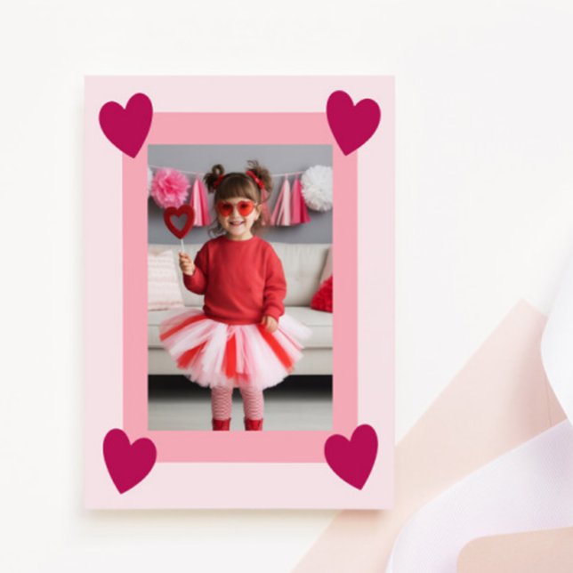 Carte De Correspondance Heart Frame Kid Photo Valentine Card, Child School (Créateur téléchargé)
