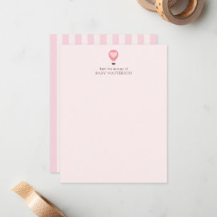 Carte De Correspondance Heart Hot Air Balloon Pastel Baby shower rose