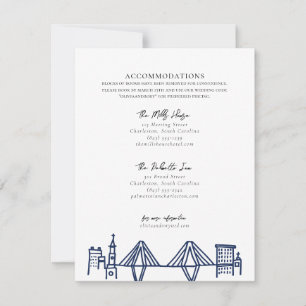 Carte De Correspondance Hébergements Charleston Toile en bleu marine