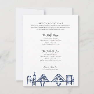Carte De Correspondance Hébergements Charleston Toile en bleu marine