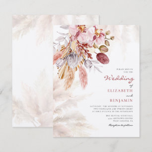 Carte De Correspondance Herbe des Pampas Fleur Tan Terracotta Mariage