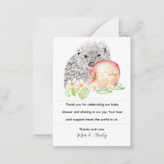 Carte De Correspondance Hérisson avec un Merci de Pomme Sucrée