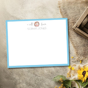 Carte de correspondance hérisson minimaliste bleu