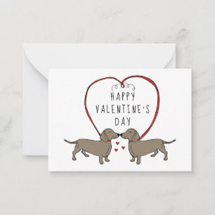 Carte De Correspondance Heureuse Sainte-Valentin Coeurs & Dachshunds
