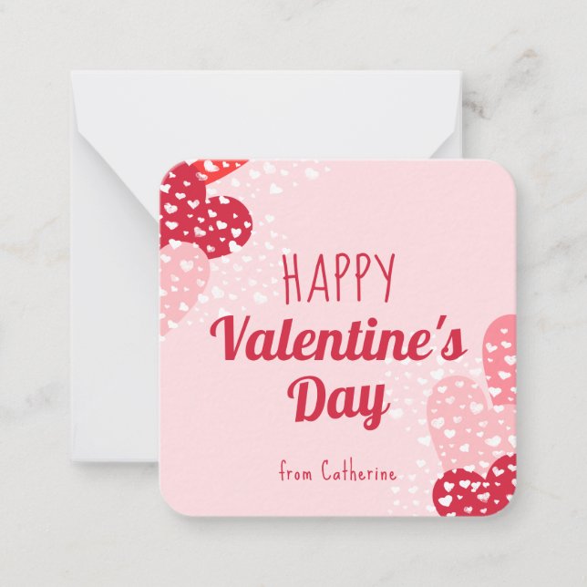 Carte De Correspondance Heureuse Sainte-Valentin des Coeurs rouges roses m (Devant)