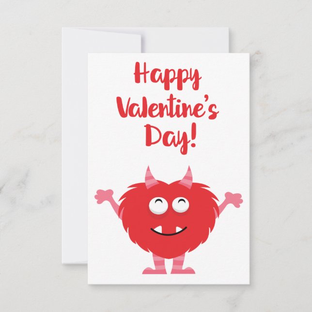 Carte De Correspondance Heureuse Sainte-Valentin mignon Red Monster Valent (Devant)