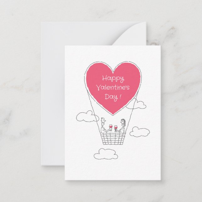 Carte De Correspondance Heureuse Sainte-Valentin Red Heart Balloon Couple (Devant)