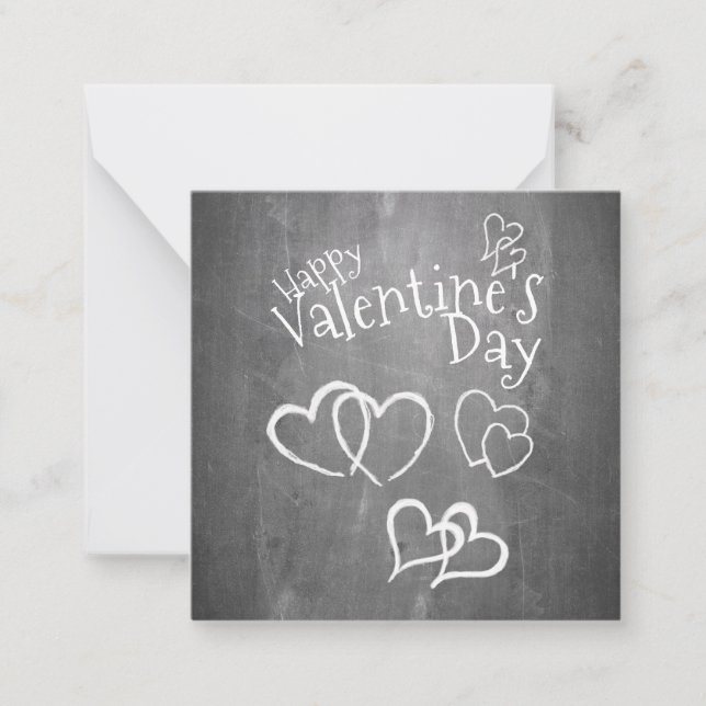 Carte De Correspondance Heureuse Sainte-Valentin sur un tableau à craie (Devant)