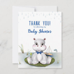 Carte De Correspondance Hippo Baby shower Merci de garçon